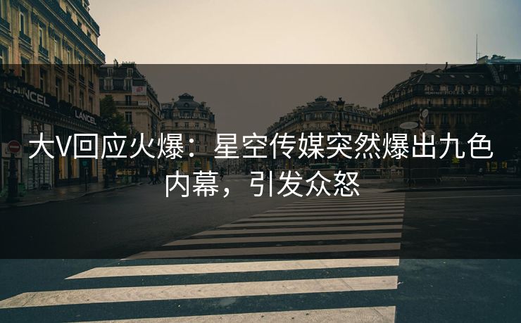 大V回应火爆：星空传媒突然爆出九色内幕，引发众怒