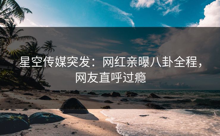 星空传媒突发：网红亲曝八卦全程，网友直呼过瘾