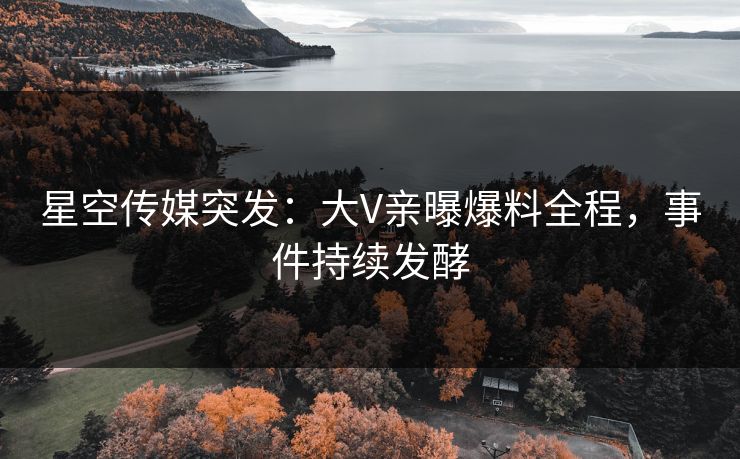 星空传媒突发：大V亲曝爆料全程，事件持续发酵