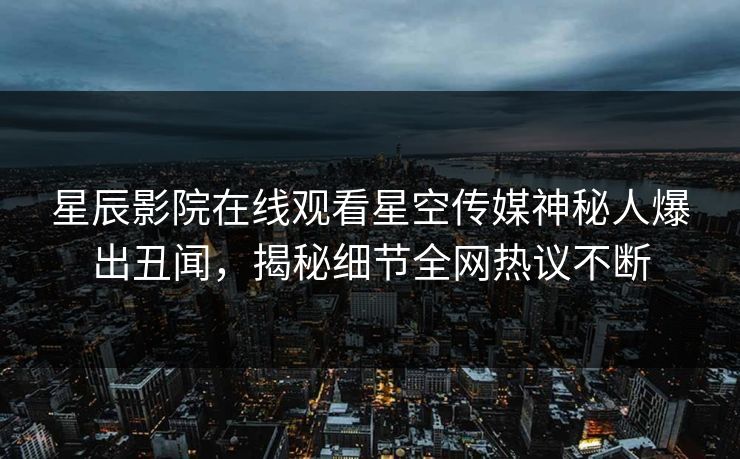 星辰影院在线观看星空传媒神秘人爆出丑闻，揭秘细节全网热议不断