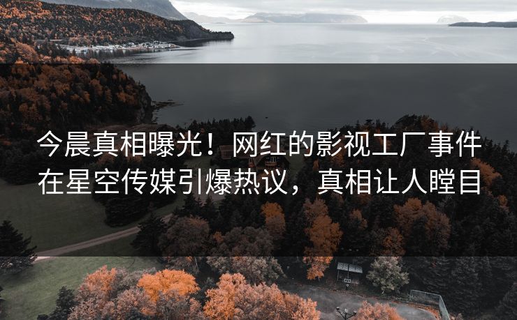 今晨真相曝光！网红的影视工厂事件在星空传媒引爆热议，真相让人瞠目