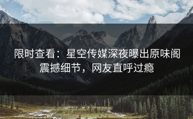 限时查看：星空传媒深夜曝出原味阁震撼细节，网友直呼过瘾