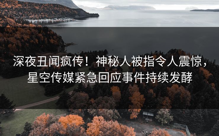 深夜丑闻疯传！神秘人被指令人震惊，星空传媒紧急回应事件持续发酵